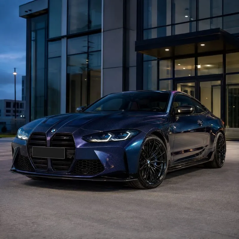 Laser Carbon Fiber Deep Blue Vinyl Wrap — appearance reference